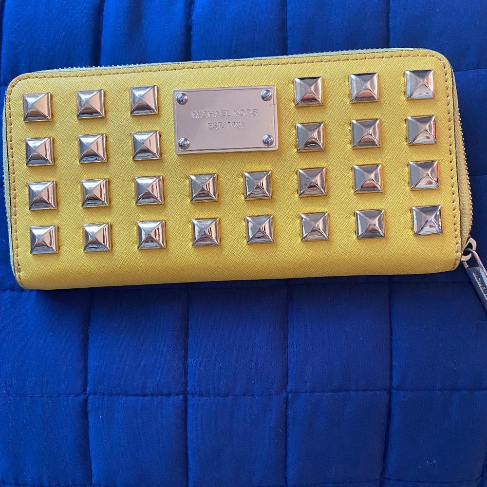 Michael Kors yellow/ gold studded wallet